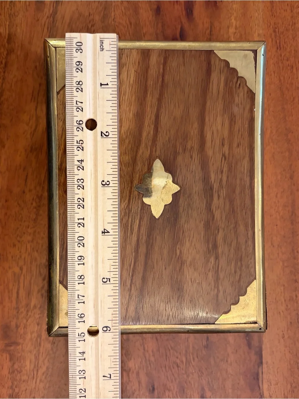 Vintage Sheesham Wood Brass Box Caspari 